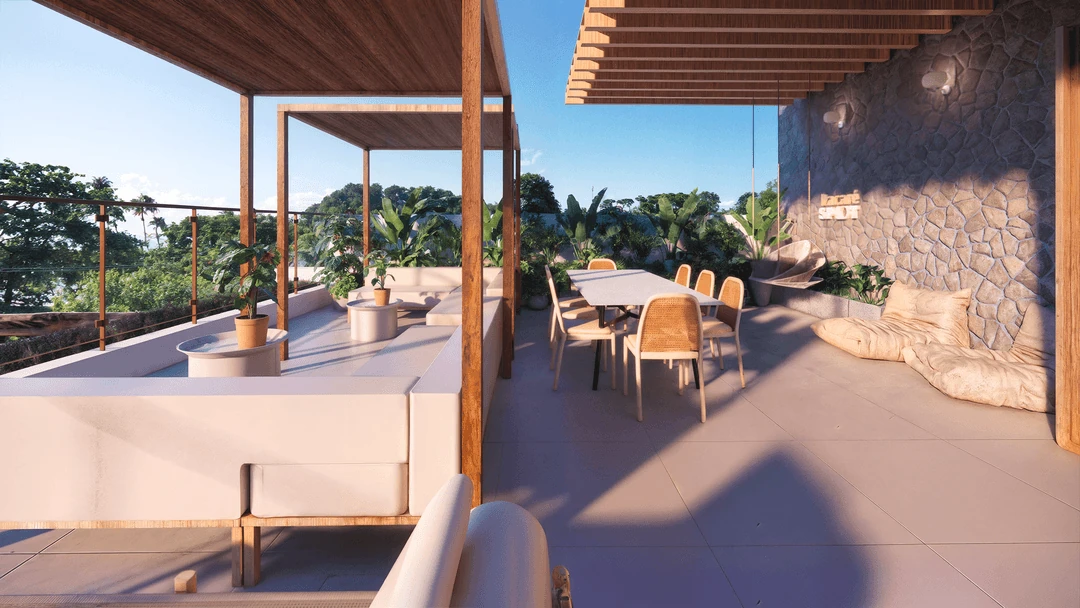Detalhes da area de lazer do Itacare Spot