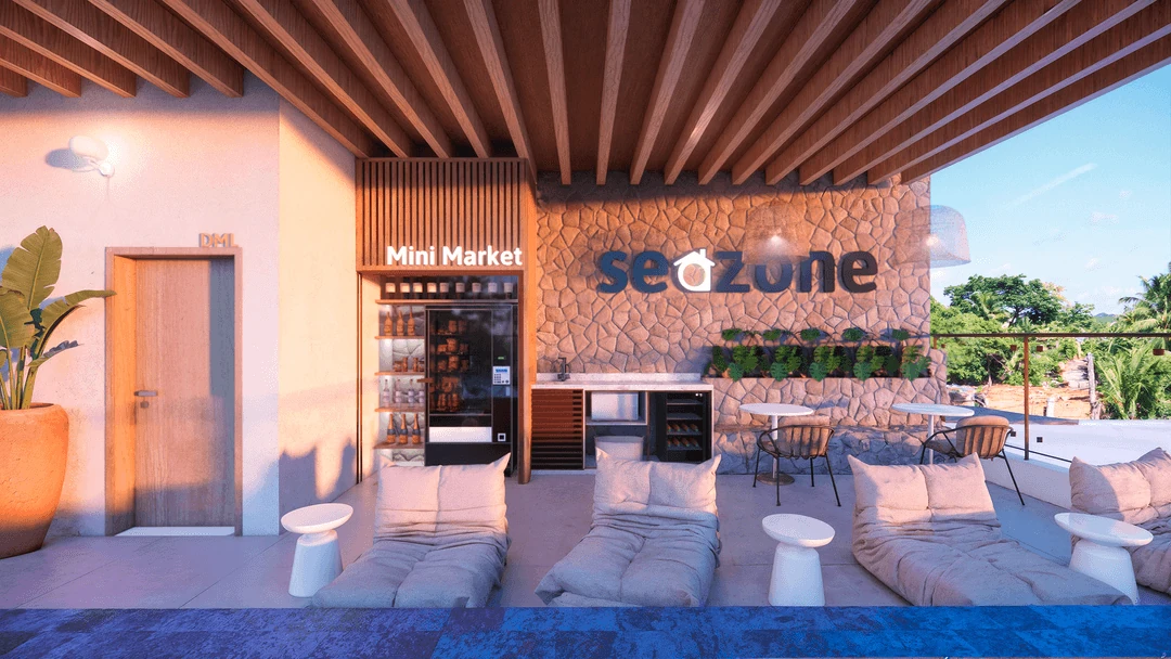Rooftop do Itacare Spot com area de convivencia