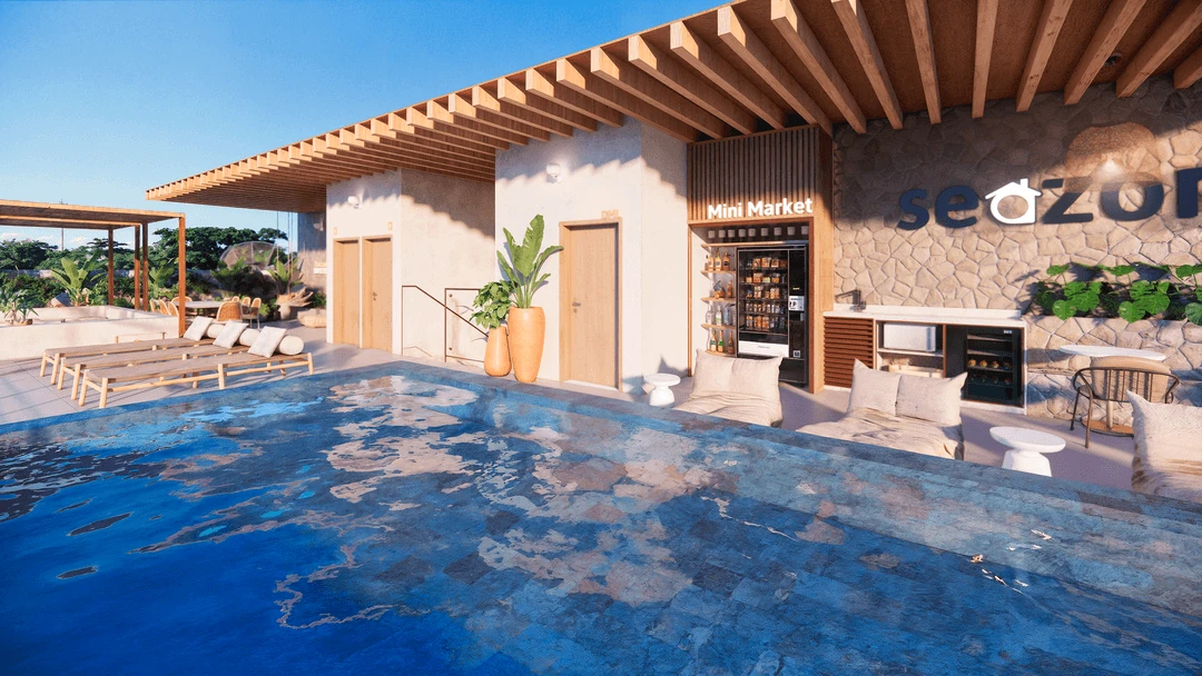 Rooftop do Itacare Spot com mobiliario externo